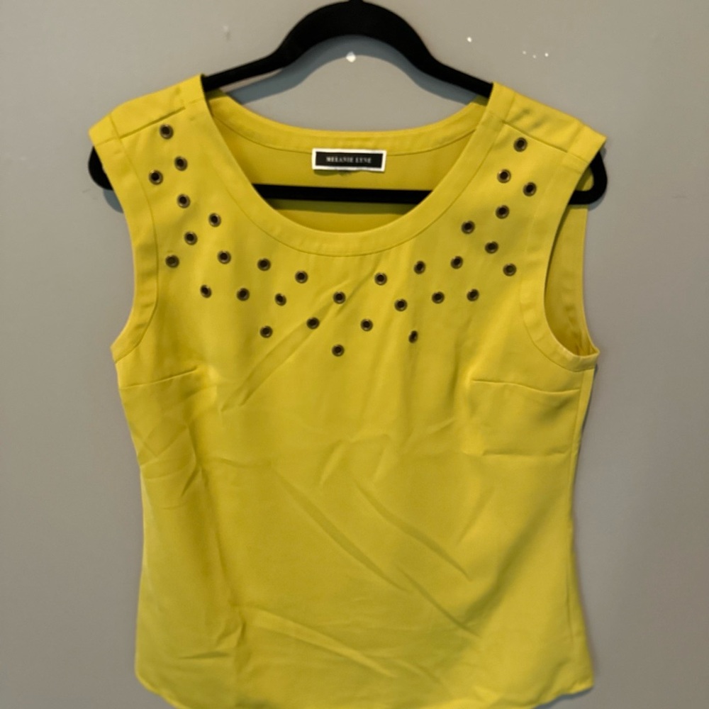 Yellow Eyelet Detail Women's Blouse